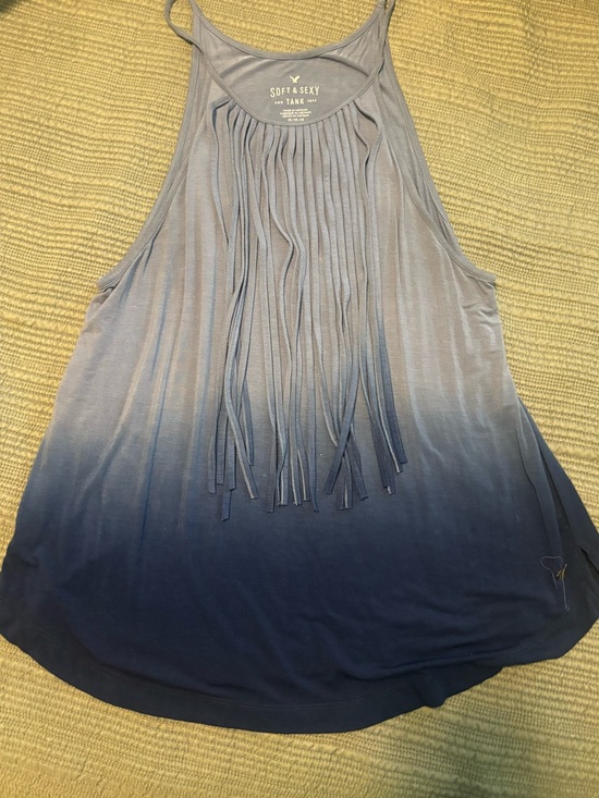American Eagle Outfitters Tops - American Eagle Ombre Fringe Tank Top - Blue